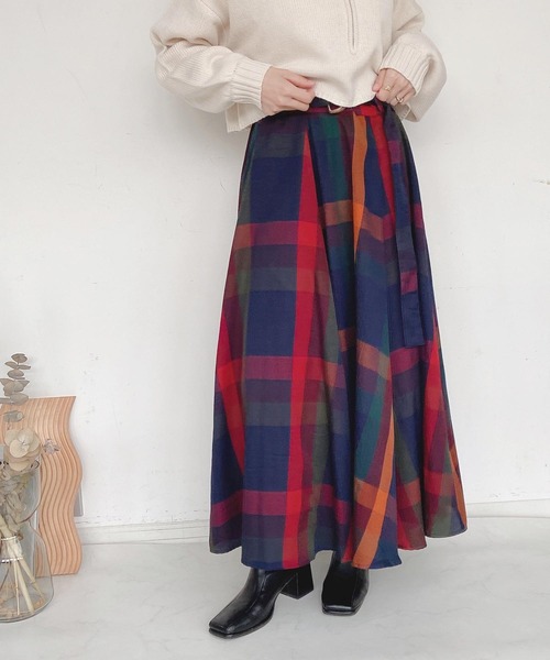 AS KNOW AS plus(アズノゥアズプラス)の「◇ベルト付ボリュームロングスカート(スカート・レディース・オフホワイト/ブラウン/ベージュ系/グリーン/イエロー/オレンジ系・FREE)」の6枚目の写真