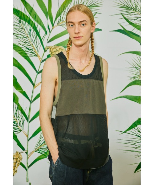 And A（アンドエー）の「AlexanderLeeChang アレキサンダーリーチャン / MESH TANK 22 フェイクレイヤードメッシュタンクトップ / AC012204（タンクトップ・メンズ・グレー/ブラック・2/3）」の6枚目の写真