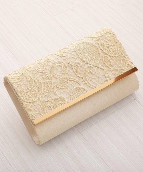 PourVous（プールヴー）の「刺繍レース クラッチバック 結婚式 同窓会 オケージョン お呼ばれ  パーティーバッグ（クラッチバッグ・レディース・ブラック/シルバー/ゴールド・FREE）」の3枚目の写真