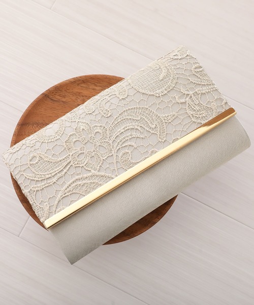 PourVous（プールヴー）の「刺繍レース クラッチバック 結婚式 同窓会 オケージョン お呼ばれ  パーティーバッグ（クラッチバッグ・レディース・ブラック/シルバー/ゴールド・FREE）」の4枚目の写真