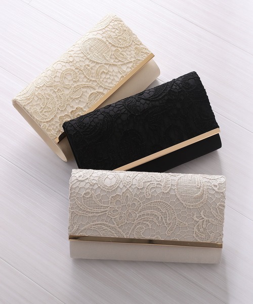 PourVous（プールヴー）の「刺繍レース クラッチバック 結婚式 同窓会 オケージョン お呼ばれ  パーティーバッグ（クラッチバッグ・レディース・ブラック/シルバー/ゴールド・FREE）」の6枚目の写真