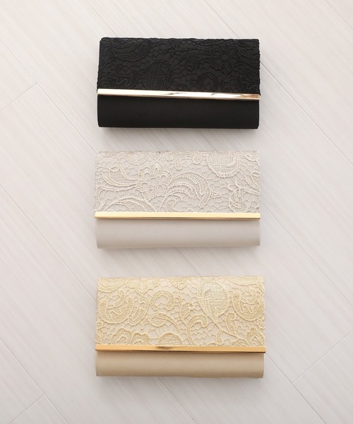 PourVous（プールヴー）の「刺繍レース クラッチバック 結婚式 同窓会 オケージョン お呼ばれ  パーティーバッグ（クラッチバッグ・レディース・ブラック/シルバー/ゴールド・FREE）」の7枚目の写真
