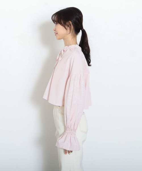 archives（アルシーヴ）の「ストライプフリルリボン２ｗａｙブラウス（シャツ/ブラウス・レディース・ネイビー/ピンク/ミント・MEDIUM）」の17枚目の写真