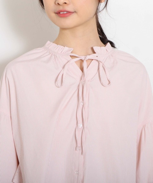 archives（アルシーヴ）の「ストライプフリルリボン２ｗａｙブラウス（シャツ/ブラウス・レディース・ネイビー/ピンク/ミント・MEDIUM）」の19枚目の写真