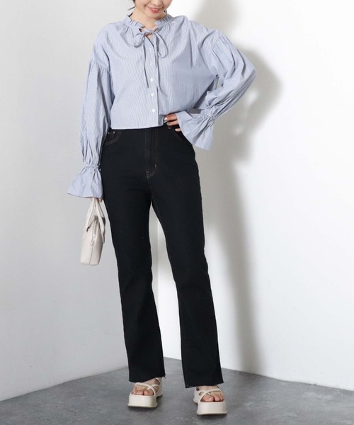 archives（アルシーヴ）の「ストライプフリルリボン２ｗａｙブラウス（シャツ/ブラウス・レディース・ネイビー/ピンク/ミント・MEDIUM）」の15枚目の写真