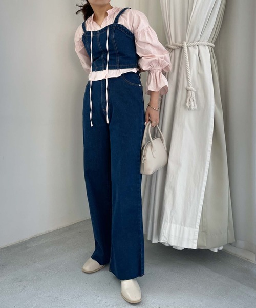 archives（アルシーヴ）の「ストライプフリルリボン２ｗａｙブラウス（シャツ/ブラウス・レディース・ネイビー/ピンク/ミント・MEDIUM）」の4枚目の写真