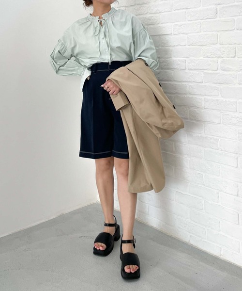 archives（アルシーヴ）の「ストライプフリルリボン２ｗａｙブラウス（シャツ/ブラウス・レディース・ネイビー/ピンク/ミント・MEDIUM）」の11枚目の写真