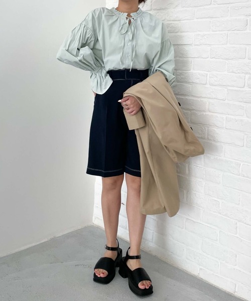 archives（アルシーヴ）の「ストライプフリルリボン２ｗａｙブラウス（シャツ/ブラウス・レディース・ネイビー/ピンク/ミント・MEDIUM）」の10枚目の写真