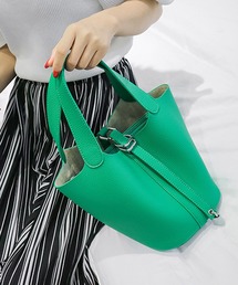 florist | 【14色展開】【ポーチ付き】バケツ型PUレザーハンドバッグ(ハンドバッグ)