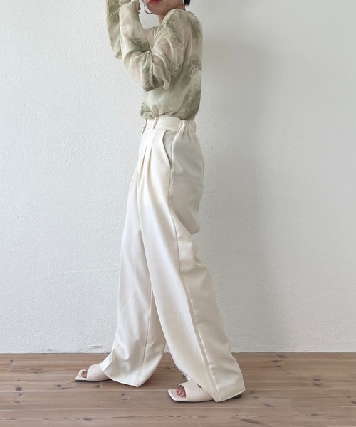 wee9s（ウィークス）の「double tuck slacks pants / ダブルタックスラックスパンツ（スラックス・レディース・チャコール/ピンクベージュ/ピンク/アイボリー/ネイビー・FREE）」の11枚目の写真