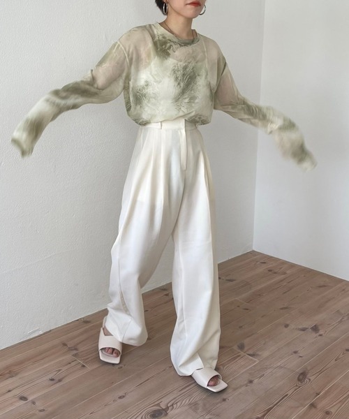 wee9s（ウィークス）の「double tuck slacks pants / ダブルタックスラックスパンツ（スラックス・レディース・チャコール/ピンクベージュ/ピンク/アイボリー/ネイビー・FREE）」の8枚目の写真