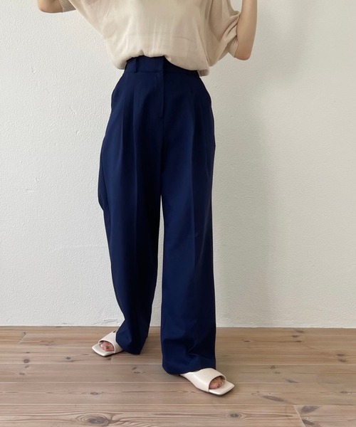wee9s（ウィークス）の「double tuck slacks pants / ダブルタックスラックスパンツ（スラックス・レディース・チャコール/ピンクベージュ/ピンク/アイボリー/ネイビー・FREE）」の21枚目の写真