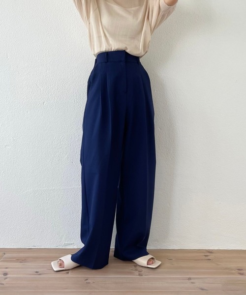 wee9s（ウィークス）の「double tuck slacks pants / ダブルタックスラックスパンツ（スラックス・レディース・チャコール/ピンクベージュ/ピンク/アイボリー/ネイビー・FREE）」の22枚目の写真