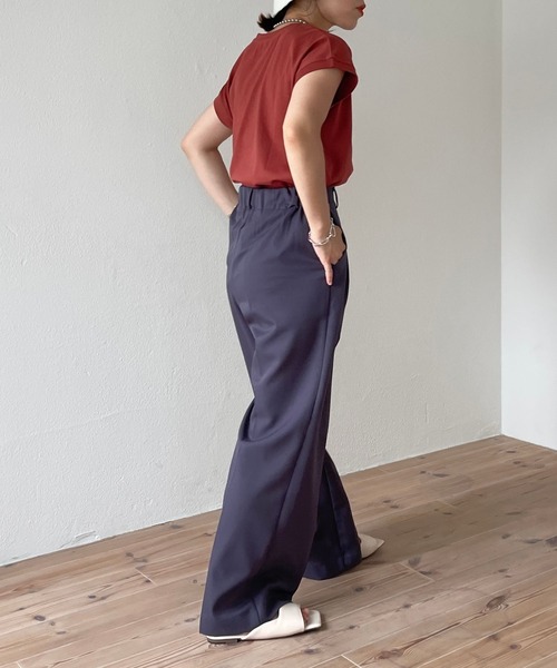 wee9s（ウィークス）の「double tuck slacks pants / ダブルタックスラックスパンツ（スラックス・レディース・チャコール/ピンクベージュ/ピンク/アイボリー/ネイビー・FREE）」の16枚目の写真