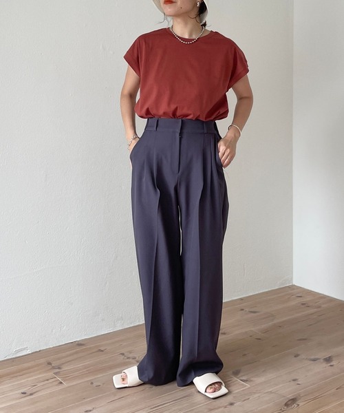 wee9s（ウィークス）の「double tuck slacks pants / ダブルタックスラックスパンツ（スラックス・レディース・チャコール/ピンクベージュ/ピンク/アイボリー/ネイビー・FREE）」の17枚目の写真