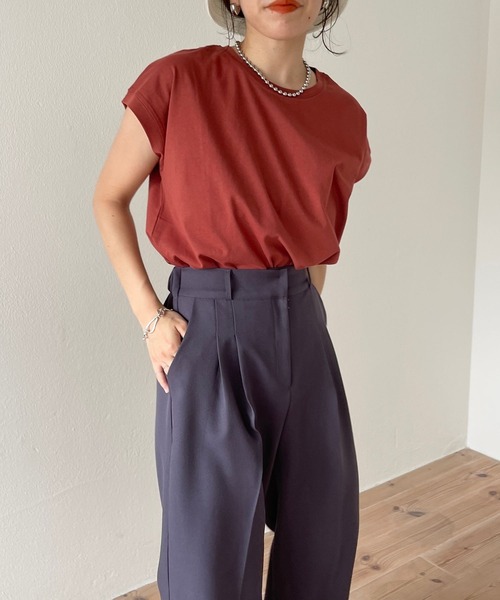 wee9s（ウィークス）の「double tuck slacks pants / ダブルタックスラックスパンツ（スラックス・レディース・チャコール/ピンクベージュ/ピンク/アイボリー/ネイビー・FREE）」の19枚目の写真