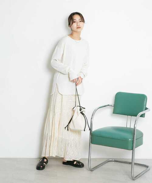 KBF（ケイビーエフ）の「メッシュ裾ギャザースカート（スカート・レディース・ブラック/カーキ/アイボリー・ONE）」の6枚目の写真