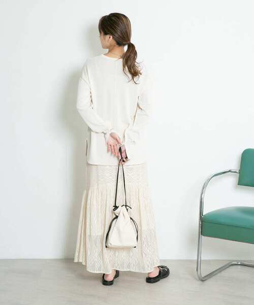 KBF（ケイビーエフ）の「メッシュ裾ギャザースカート（スカート・レディース・ブラック/カーキ/アイボリー・ONE）」の7枚目の写真