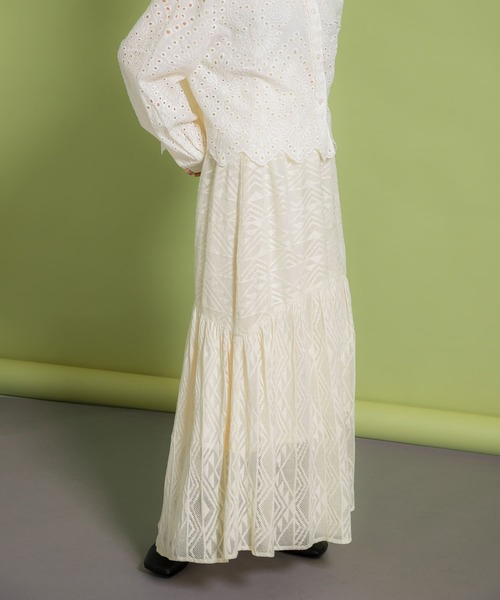 KBF（ケイビーエフ）の「メッシュ裾ギャザースカート（スカート・レディース・ブラック/カーキ/アイボリー・ONE）」の9枚目の写真