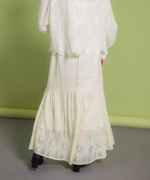 KBF（ケイビーエフ）の「メッシュ裾ギャザースカート（スカート・レディース・ブラック/カーキ/アイボリー・ONE）」の11枚目の写真