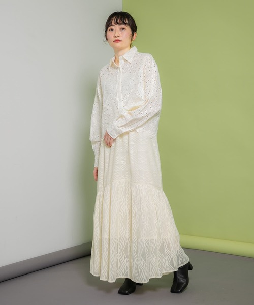 KBF（ケイビーエフ）の「メッシュ裾ギャザースカート（スカート・レディース・ブラック/カーキ/アイボリー・ONE）」の13枚目の写真