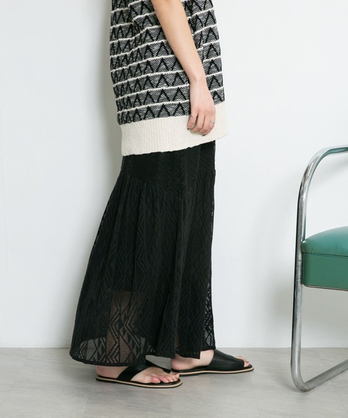 KBF（ケイビーエフ）の「メッシュ裾ギャザースカート（スカート・レディース・ブラック/カーキ/アイボリー・ONE）」の15枚目の写真