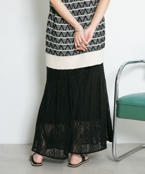 KBF（ケイビーエフ）の「メッシュ裾ギャザースカート（スカート・レディース・ブラック/カーキ/アイボリー・ONE）」の16枚目の写真