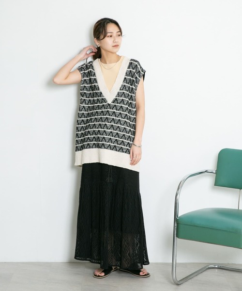 KBF（ケイビーエフ）の「メッシュ裾ギャザースカート（スカート・レディース・ブラック/カーキ/アイボリー・ONE）」の17枚目の写真