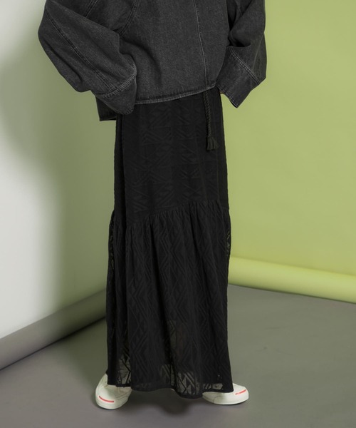 KBF（ケイビーエフ）の「メッシュ裾ギャザースカート（スカート・レディース・ブラック/カーキ/アイボリー・ONE）」の20枚目の写真