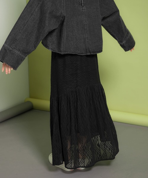 KBF（ケイビーエフ）の「メッシュ裾ギャザースカート（スカート・レディース・ブラック/カーキ/アイボリー・ONE）」の21枚目の写真