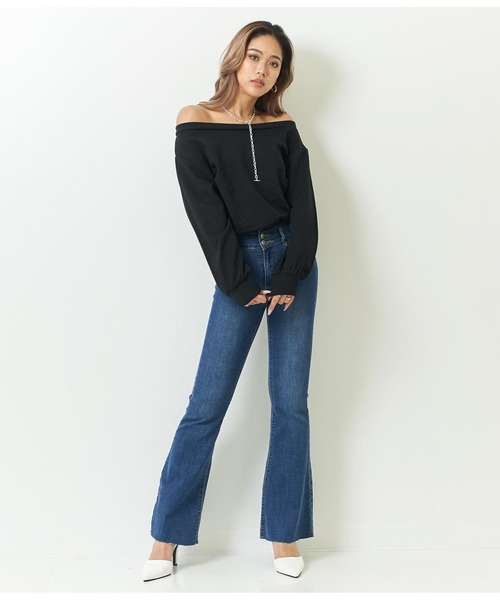 ANAP（アナップ）の「裏毛オフショルダートップス（Tシャツ/カットソー・レディース・ブラック/グレー/オフホワイト・FREE）」の5枚目の写真