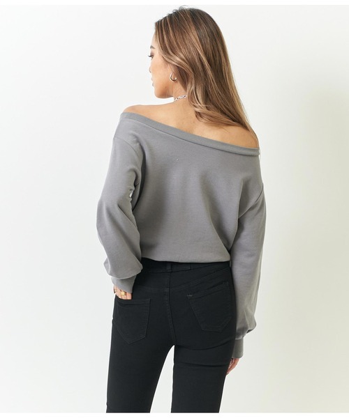 ANAP（アナップ）の「裏毛オフショルダートップス（Tシャツ/カットソー・レディース・ブラック/グレー/オフホワイト・FREE）」の8枚目の写真