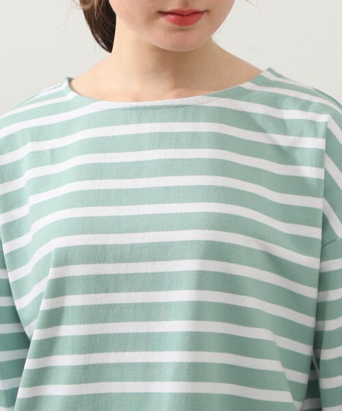DRESKIP（ドレスキップ）の「◆ボーダーボートネックプルオーバー（Tシャツ/カットソー・レディース・グリーン系3/ネイビー系2/ピンク系/ホワイト系5・02/03/04）」の8枚目の写真