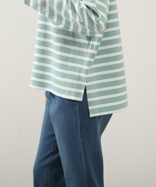 DRESKIP（ドレスキップ）の「◆ボーダーボートネックプルオーバー（Tシャツ/カットソー・レディース・グリーン系3/ネイビー系2/ピンク系/ホワイト系5・02/03/04）」の10枚目の写真