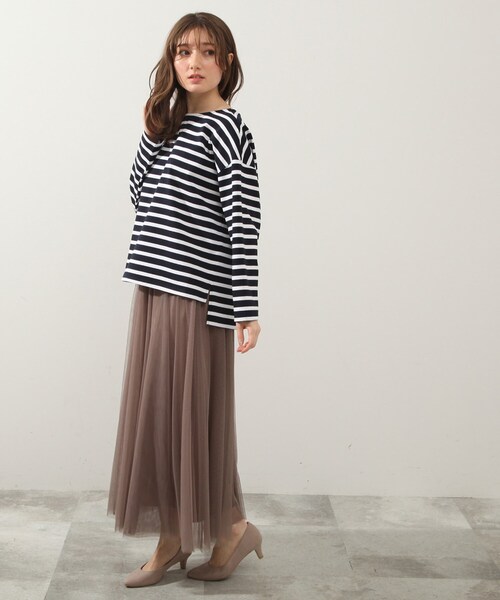 DRESKIP（ドレスキップ）の「◆ボーダーボートネックプルオーバー（Tシャツ/カットソー・レディース・グリーン系3/ネイビー系2/ピンク系/ホワイト系5・02/03/04）」の15枚目の写真