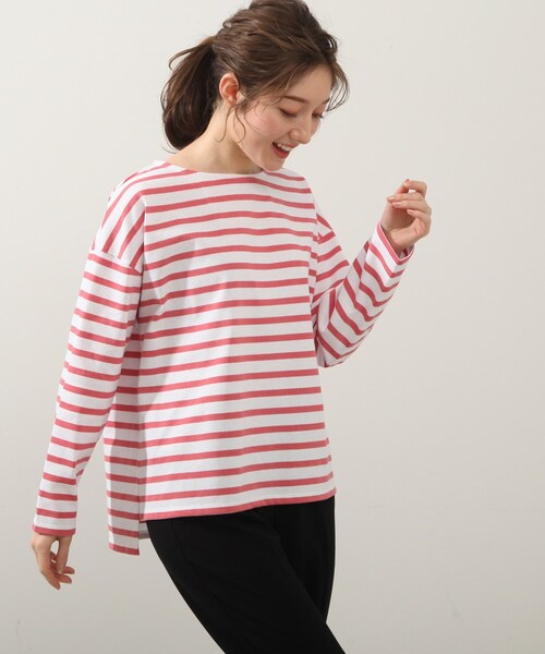 DRESKIP（ドレスキップ）の「◆ボーダーボートネックプルオーバー（Tシャツ/カットソー・レディース・グリーン系3/ネイビー系2/ピンク系/ホワイト系5・02/03/04）」の17枚目の写真