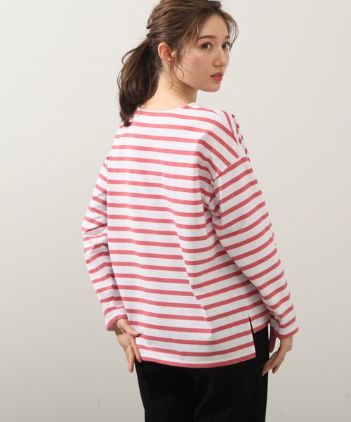 DRESKIP（ドレスキップ）の「◆ボーダーボートネックプルオーバー（Tシャツ/カットソー・レディース・グリーン系3/ネイビー系2/ピンク系/ホワイト系5・02/03/04）」の18枚目の写真