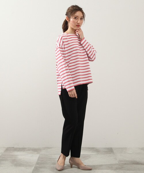 DRESKIP（ドレスキップ）の「◆ボーダーボートネックプルオーバー（Tシャツ/カットソー・レディース・グリーン系3/ネイビー系2/ピンク系/ホワイト系5・02/03/04）」の19枚目の写真