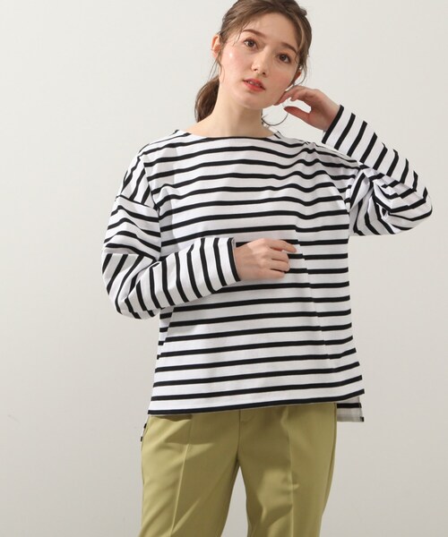 DRESKIP（ドレスキップ）の「◆ボーダーボートネックプルオーバー（Tシャツ/カットソー・レディース・グリーン系3/ネイビー系2/ピンク系/ホワイト系5・02/03/04）」の22枚目の写真