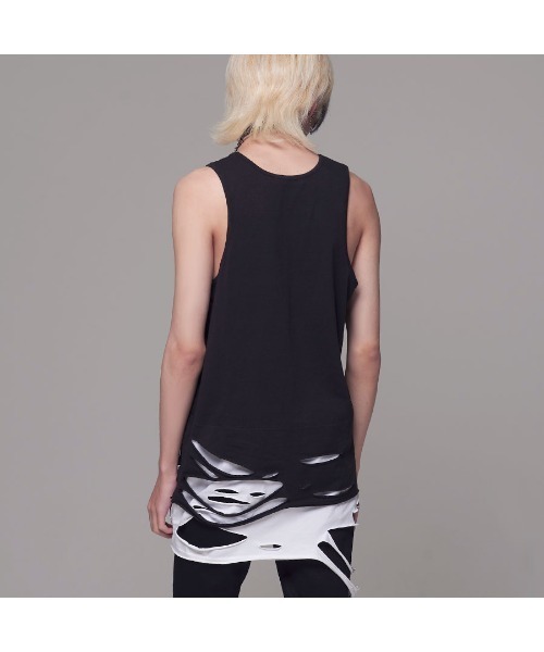 CIVARIZE(シヴァーライズ)の「『CIVARIZE/シヴァーライズ』裾クラッシュ加工フェイクレイヤードタンクトップ(タンクトップ・メンズ・マルチ/ブラック×ホワイト/ブラック×レッド/ブラック×ブルー・M/L)」の21枚目の写真