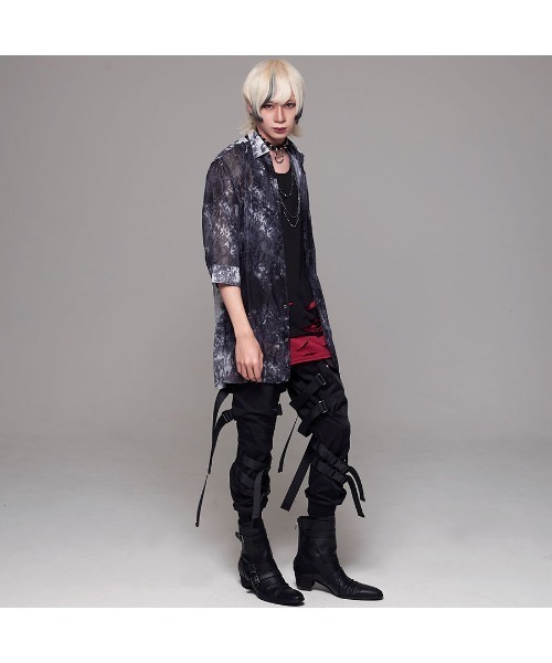 CIVARIZE(シヴァーライズ)の「『CIVARIZE/シヴァーライズ』裾クラッシュ加工フェイクレイヤードタンクトップ(タンクトップ・メンズ・マルチ/ブラック×ホワイト/ブラック×レッド/ブラック×ブルー・M/L)」の5枚目の写真