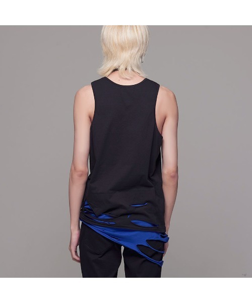 CIVARIZE(シヴァーライズ)の「『CIVARIZE/シヴァーライズ』裾クラッシュ加工フェイクレイヤードタンクトップ(タンクトップ・メンズ・マルチ/ブラック×ホワイト/ブラック×レッド/ブラック×ブルー・M/L)」の7枚目の写真