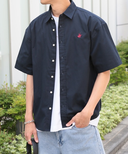 BEVERLY HILLS POLO CLUB（ビバリーヒルズポロクラブ）の「【BEVERLY HILLS POLO CLUB】ワンポイントPOLO刺繍 半袖クラシカルボタンダウンシャツ 2270-3060（シャツ/ブラウス・メンズ・ホワイト/ベージュ/サックスブルー/マルチ/その他4/その他5/ライトグリーン/その他6/ネイビー/その他2/その他3/ブラック/ネイビー系2・LL/M/L）」の5枚目の写真