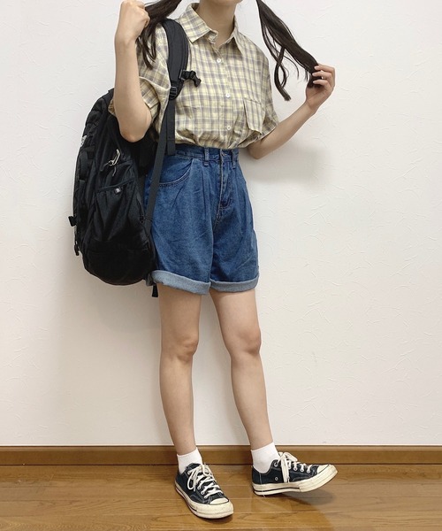 Cham.（チャム）の「デニムショーパン（デニムパンツ・レディース・ベージュ/ブルー・F）」の4枚目の写真