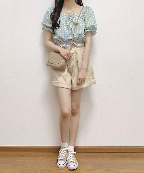 Cham.（チャム）の「デニムショーパン（デニムパンツ・レディース・ベージュ/ブルー・F）」の3枚目の写真