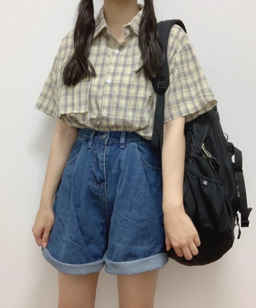 Cham.（チャム）の「デニムショーパン（デニムパンツ・レディース・ベージュ/ブルー・F）」の5枚目の写真