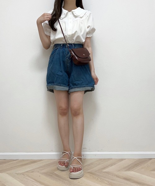 Cham.（チャム）の「デニムショーパン（デニムパンツ・レディース・ベージュ/ブルー・F）」の8枚目の写真