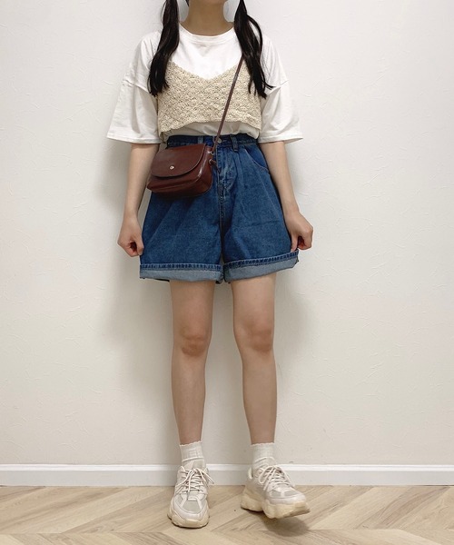 Cham.（チャム）の「デニムショーパン（デニムパンツ・レディース・ベージュ/ブルー・F）」の9枚目の写真