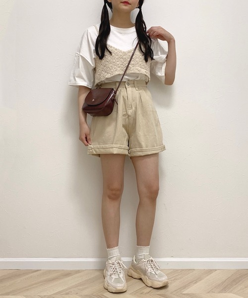 Cham.（チャム）の「デニムショーパン（デニムパンツ・レディース・ベージュ/ブルー・F）」の10枚目の写真