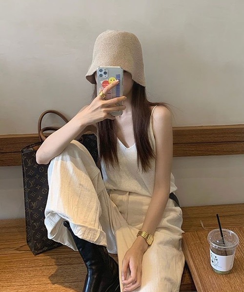 me+em select（ミームセレクト）の「【 5色展開 】ストロー編みバケットハット（ハット・レディース・ブラック/パープル/イエロー/アイボリー/モカ・FREE）」の7枚目の写真